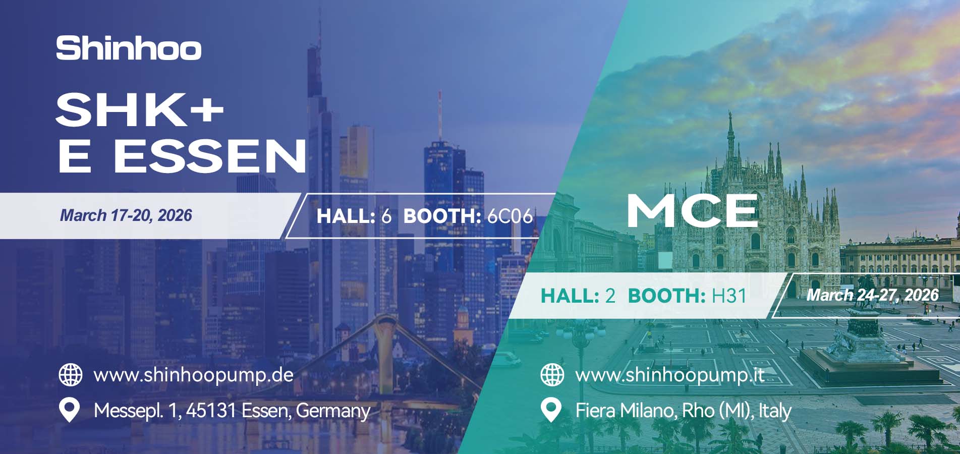 Shinhoo au SHK Essen 2026 & MCE Milano 2026