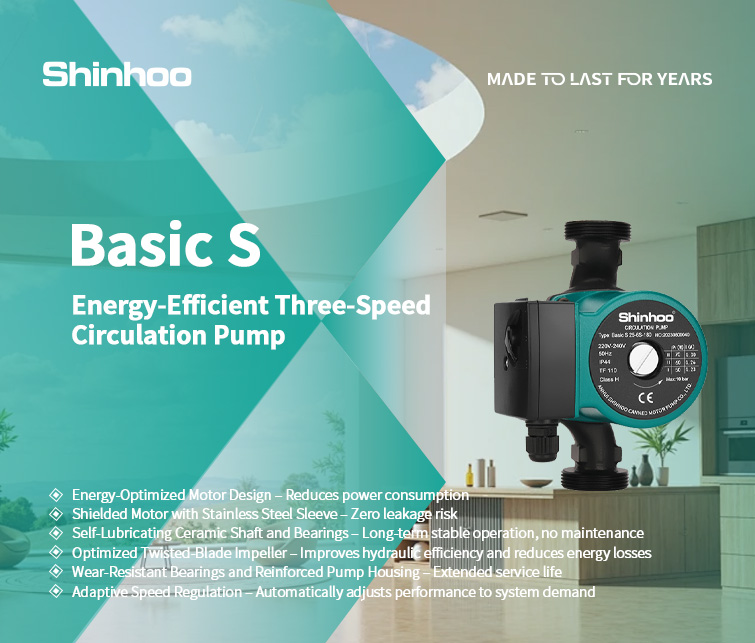 Série Basic S : Pompe de circulation à trois vitesses pour chauffage, refroidissement et recirculation d'eau