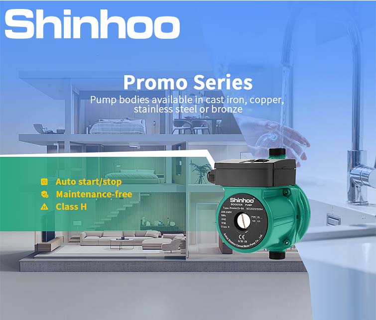 Pompe surpresseur d’eau chaude domestique Shinhoo Promo Series | Démarrage automatique, solution de pompe sans entretien